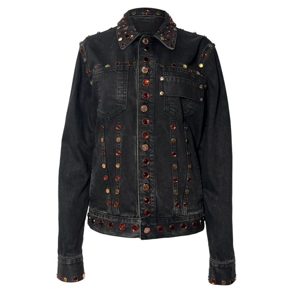 Givenchy Jewel-Embellished Jacket in Black Cotton Denim